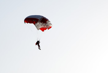 Parachute display team performs  during cricket festival at Isa Town, Bahrain