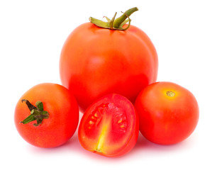  Tomatoes isolated on white.