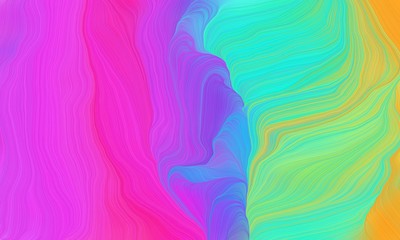curved contemporary lines waves with turquoise, dark sea green and neon fuchsia colors. modern illustration can be used for canvas, poster, graphic or wallpaper