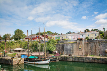 Naklejka premium Charlestown Cornwall UK Summer Wide angle Photo