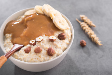 oatmeal, banana, nuts and caramel fudge