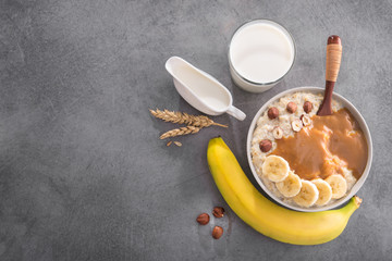 oatmeal, banana, nuts and caramel fudge