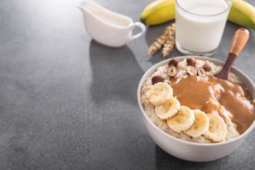 oatmeal, banana, nuts and caramel fudge