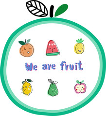 vector collection cute tropical fruit in minimal flat cartoon style