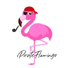 cute Captain flamingo, vector illustration