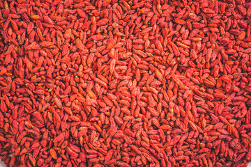 goji berries on the table closeup. top wiew