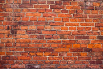 Red bricks wall background. Old building surface