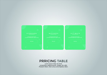 Pricing table design. vector. order, box, button, list for web. price. mobile.