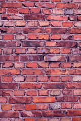 Red bricks wall background. Old building surface