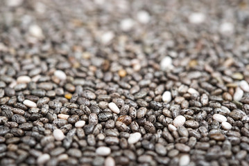 Closeup macro of chia seeds grain