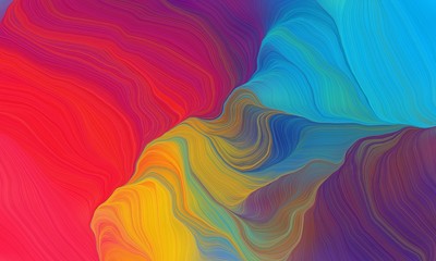 Obraz premium curved lines waves with crimson, light sea green and peru colors. modern dynamic background and creative wallpaper art drawing