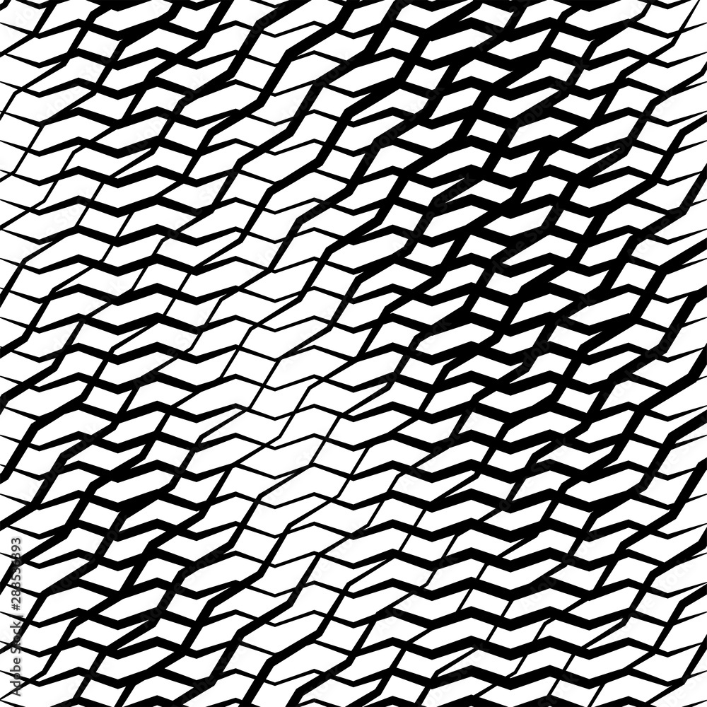 Poster Wavy, waving, zigzag lines crosshatch grid, mesh pattern. Abstract curvy criss-cross lines texture. Tangle wrinkle stripes. Diagonal, oblique strips with rumple, frizzle, crimp distort