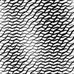 Wavy, waving, zigzag lines crosshatch grid, mesh pattern. Abstract curvy criss-cross lines texture. Tangle wrinkle stripes. Diagonal, oblique strips with rumple, frizzle, crimp distort