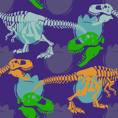 Abstract seamless vector pattern for girls, boys, clothes. Creative background with Jurassic period, dinosaur creative Funny wallpaper for textile and fabric. Fashion style. Colorful bright