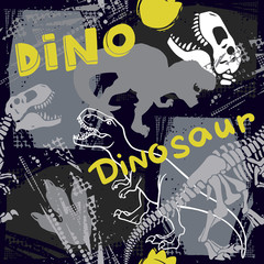 Abstract seamless vector pattern for girls, boys, clothes. Creative background with Jurassic period, dinosaur creative Funny wallpaper for textile and fabric. Fashion style. Colorful bright