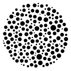 Random circles, dots. Pointillist polka-dots. Scattered circles design element