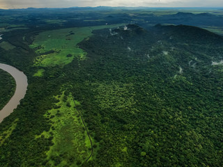 Beautiful aerial view of the Wetland conservation area in Palo Verde Nacional Park in Costa Rica