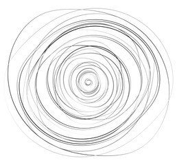 Concentric circles. Radial, radiating rings. Abstract circular illustration. Irregular concentric lines.