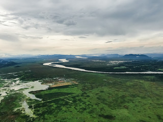 Beautiful aerial view of the Tempisque River in Palo Verde Nacional Park