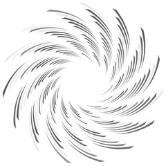 Abstract spiral, twist. Radial swirl, twirl curvy, wavy lines element. Circular, concentric loop pattern. Revolve, whirl design. Whirlwind, whirlpool illustration