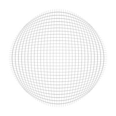 Thin lines globe, sphere lattice, grating pattern. deformed convex, protrude orbicular lines, stripes. Abstract, geometric spherical, globular effect