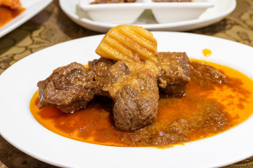 Myanmar lamb curry in plate