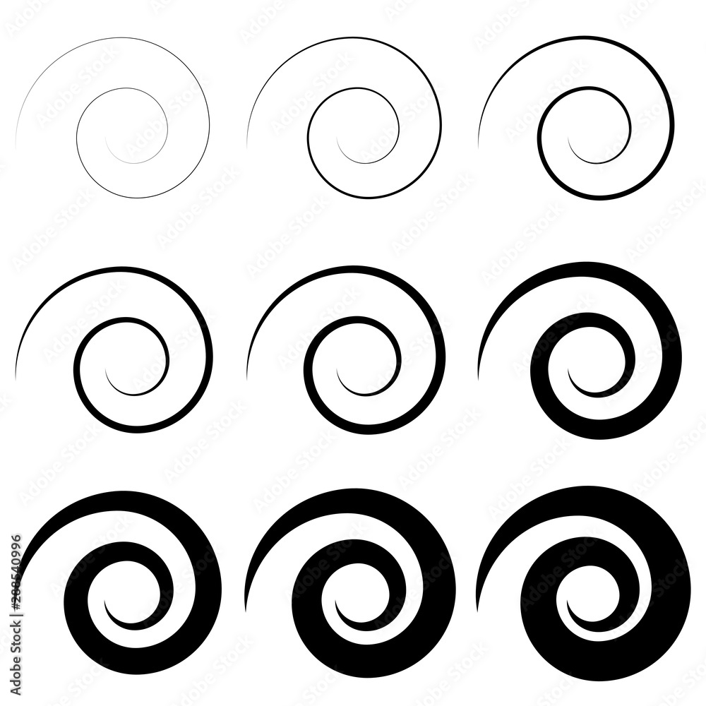 Poster abstract spiral, twist. radial swirl, twirl curvy, wavy lines element. circular, concentric loop pat