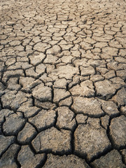 Dry and broken clay ground during drought season, concept of global warming problem. Cracked and barren soil texture background. The global shortage of water on the planet. Arid land, natural disaster