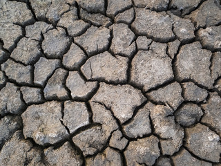 Dry and broken clay ground during drought season, concept of global warming problem. Cracked and barren soil texture background. The global shortage of water on the planet. Arid land, natural disaster