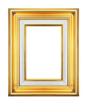 gold picture frame isolated on white