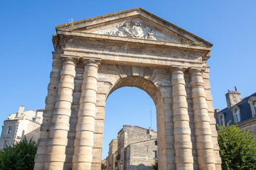 Fototapeta na wymiar Gate Porte d'Aquitaine arch on Place de la Victoire Square entrance to the city Bordeaux France