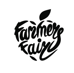 Obraz premium Farmers Faie vector lettering logo with leaf.