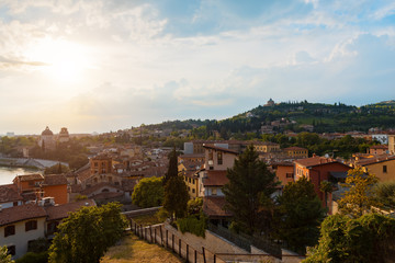 Fototapeta na wymiar The best view on Verona hills in the evening