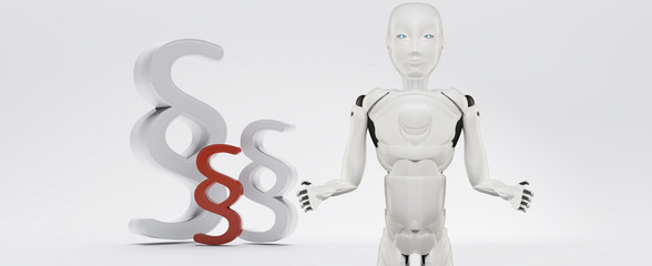 paragraph symbol artificial intelligence robot white 3d-illustration
