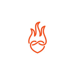 Combination of love and fire logo design vectors unique