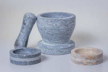 mortar and pestles isolated on white background