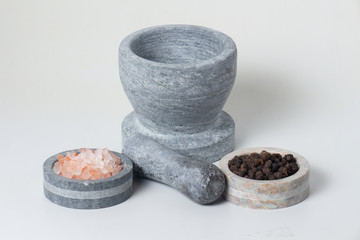 mortar and pestles isolated on white background