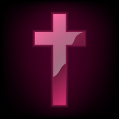 Fototapeta premium Neon glowing Christian Cross. Vector illustration.