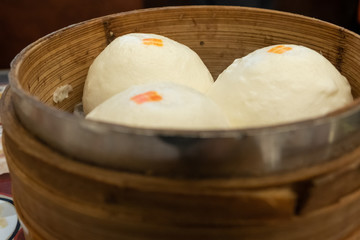 Cantonese dim sum in bamboo steamer