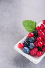 Closeup of fresh berry, currants, blueberry, raspberry