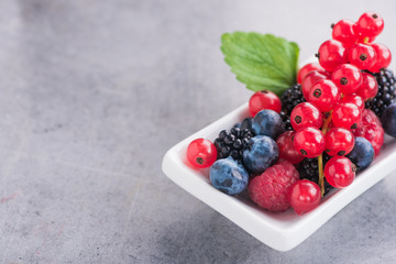 Closeup of fresh berry, currants, blueberry, raspberry