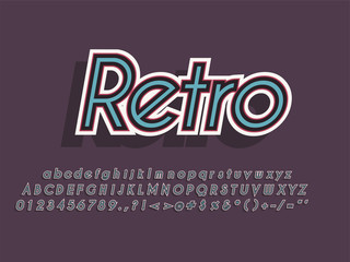 Retro font and alphabet. Stock vector illustration