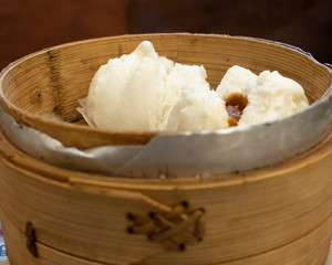 Cantonese dim sum in bamboo steamer