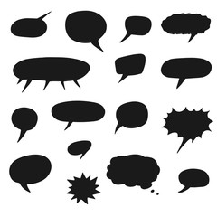 set of cartoon speech bubbles black silhouette