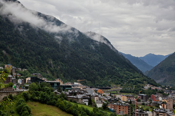Fototapeta na wymiar Andorra la Vella is the capital of the mountains