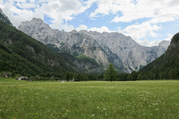 Beautifull Logar valley or Logarska dolina park, Slovenia, Europe. Inspiration travel under Kamnik-Savinja Alps. © 24K-Production