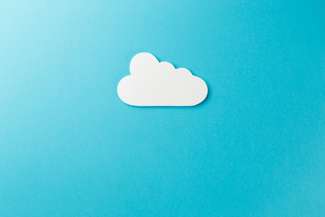 Cloud technology concept. Minimalistic cloud on blue background. Concept AI(Artificial Intelligence). Neural networks, machine and deep learning, and another modern technologies concepts