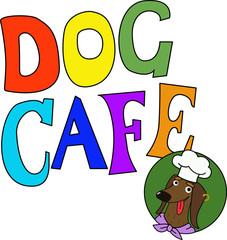 Cartoon dachshund chef dog cafe