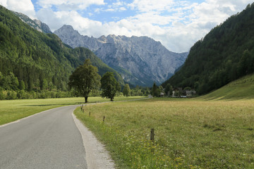 Beautifull Logar valley or Logarska dolina park, Slovenia, Europe. Inspiration travel under Kamnik-Savinja Alps. © 24K-Production