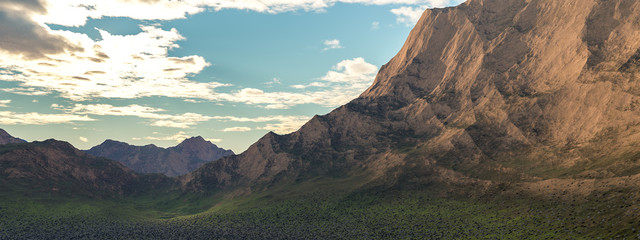 Cloudy mountain landscape panorama